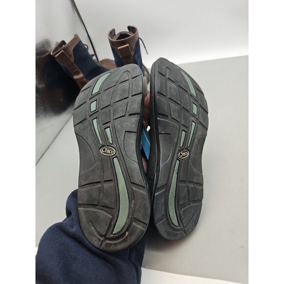 Chaco Sandals Womens Size 8 Blue & Black Pattern Zong Strappy Outdoor Slides - Picture 4 of 5